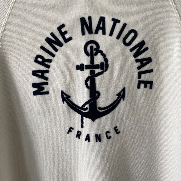 White & Navy Sandro Marine Nationale Sweater - Picture 4 of 4